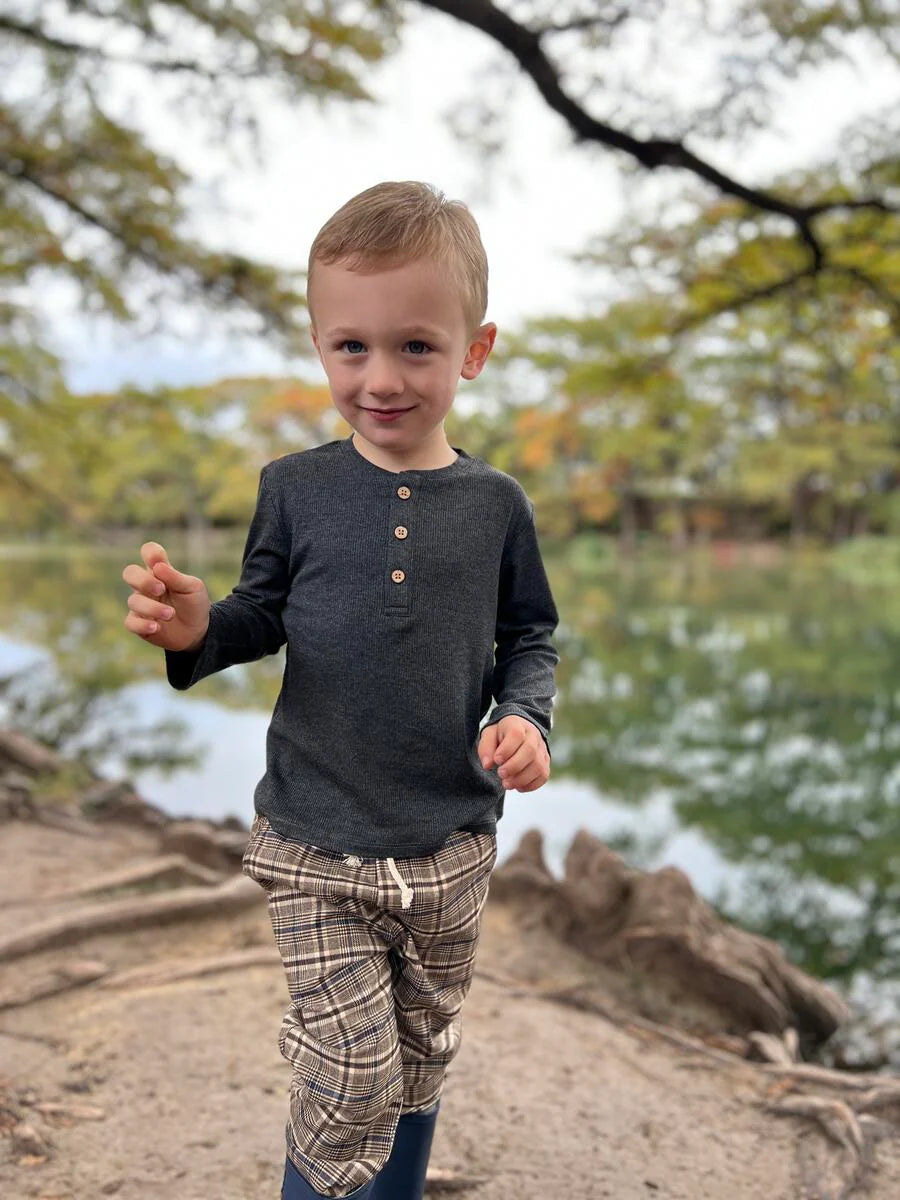 Me & Henry Charcoal | Adams Ribbed Henley