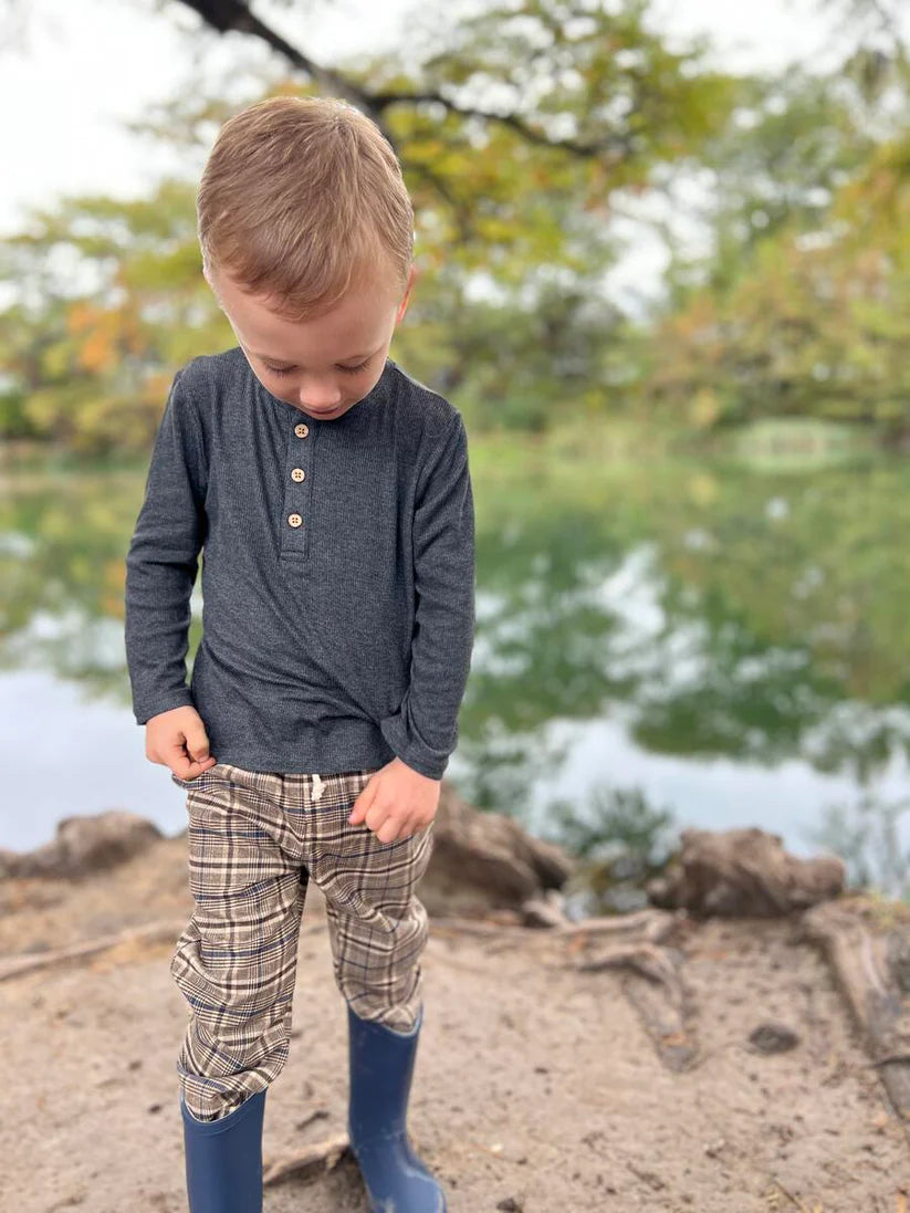 Me & Henry Charcoal | Adams Ribbed Henley