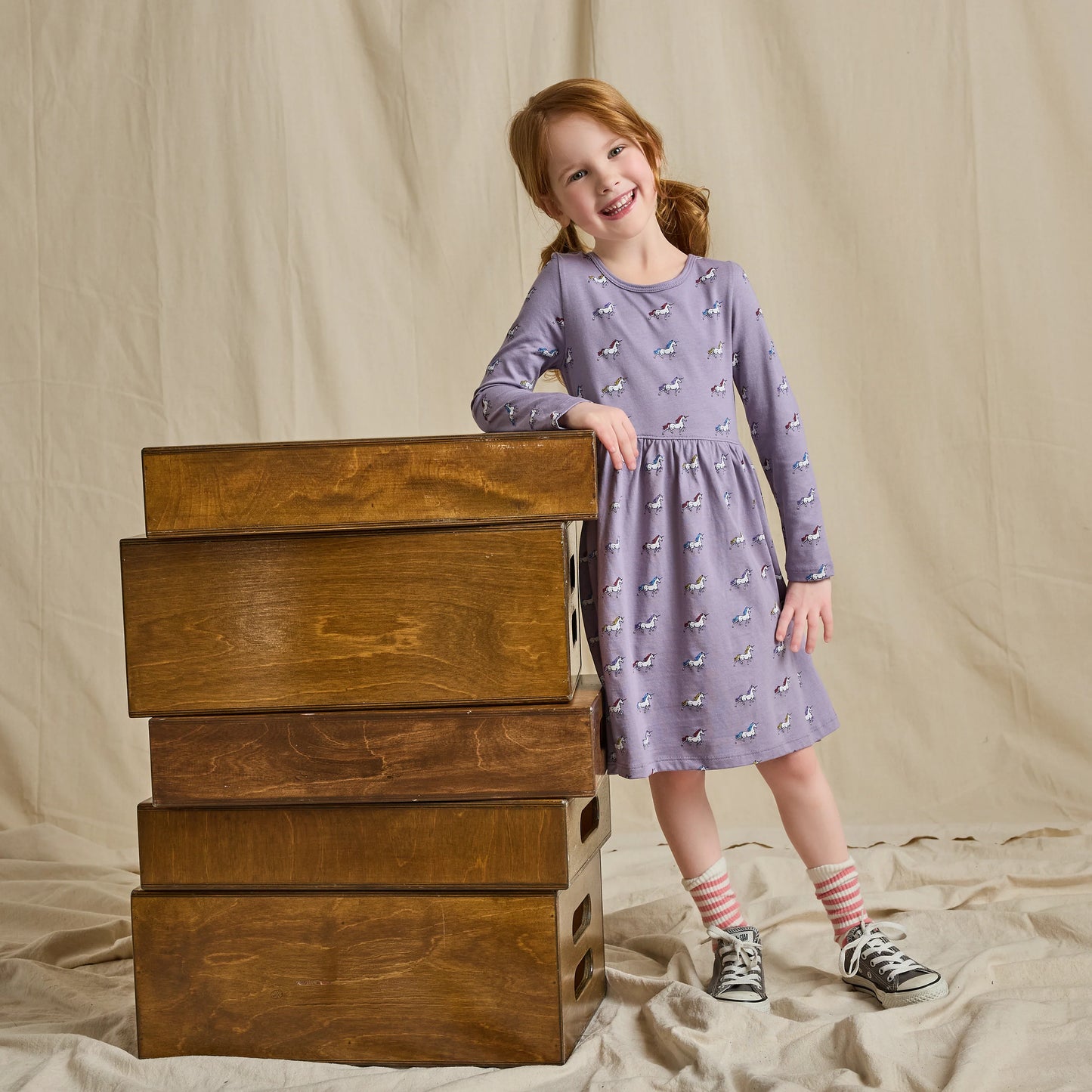 Pink Chicken X Coop Kids Rainbow | Long Sleeve Sunny Dress