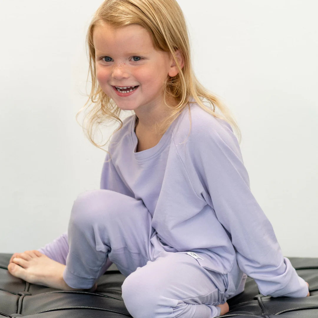 Sweet Bamboo Orchid Petal | French Terry Crew Neck Jogger Set