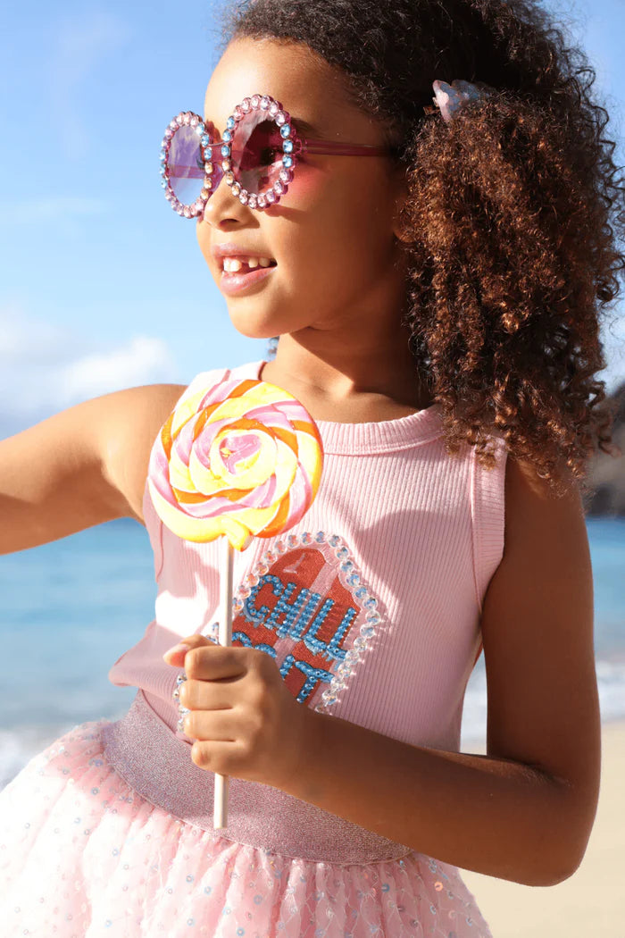 Lola + The Boys Pink | Chill Out Crystal Top