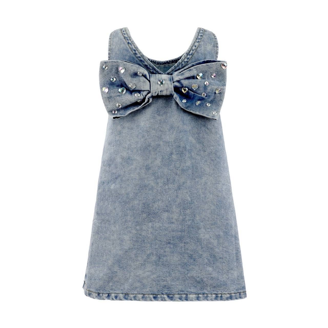 Lola + The Boys Crystal Heart | Denim Bow Dress