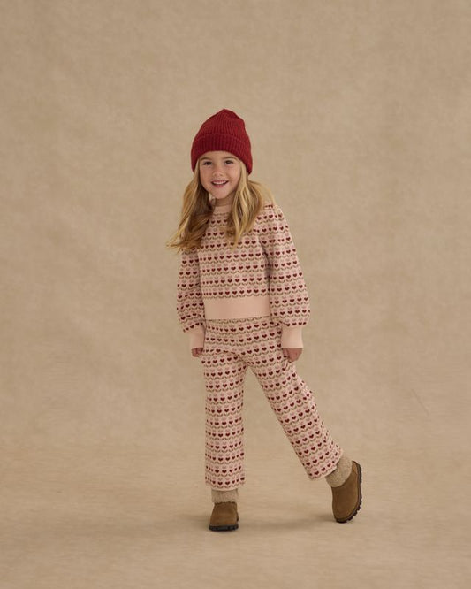 Rylee + Cru Petal Ruby Hearts | Jacquard Knit Set