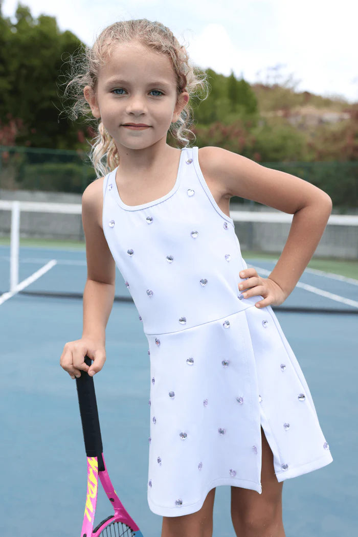 Lola + The Boys Lavender Heart | Scuba Tennis Dress
