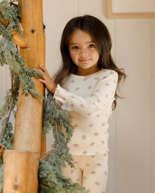 Rylee + Cru Natural Brick Ditsy | Ribbed Long Sleeve Top