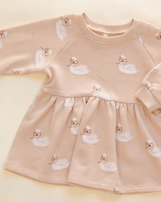 Rylee + Cru Blush Swans | Raglan Dress