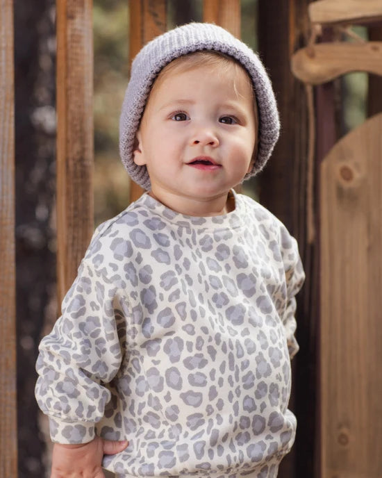 Rylee + Cru Natural Blue Leopard | Oversized Sweatshirt