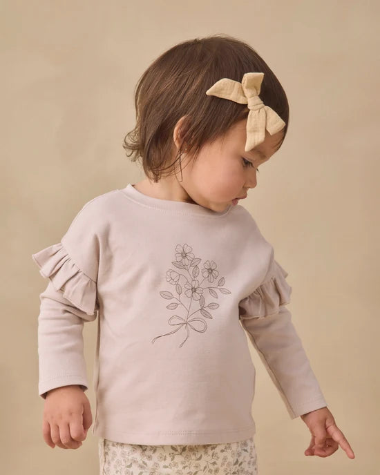 Quincy Mae Lilac Fleur | Ruffle Long Sleeve Tee