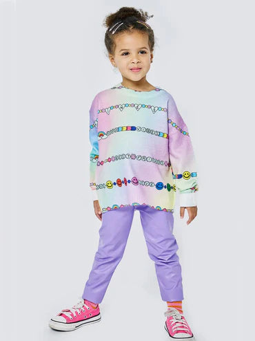 Baby Sara Purple Multi | Friendship Bracelet Print Sweater Top