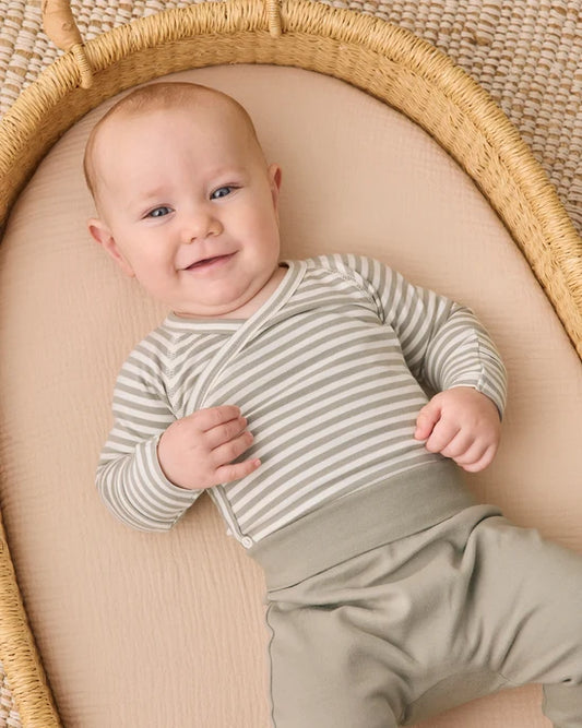 Quincy Mae Laurel Stripe | Side Snap Bodysuit + Pant Set