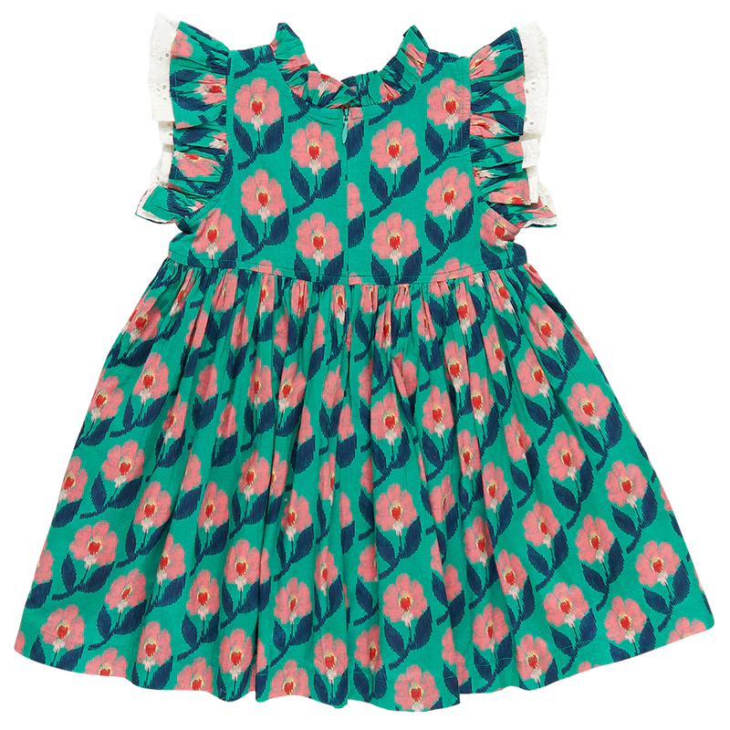 Pink Chicken Green Ikat Floral | Leila Dress
