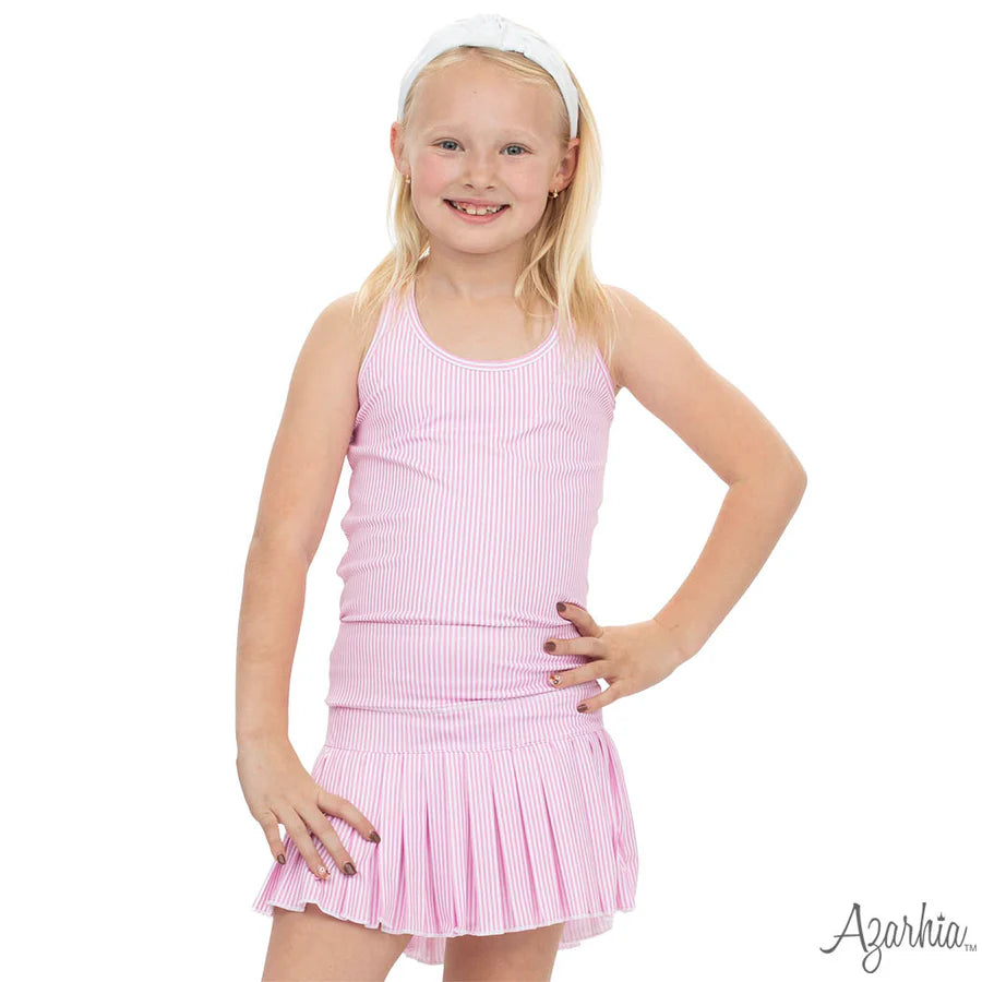 Azarhia Pink | Striped Mini Pleat Skort