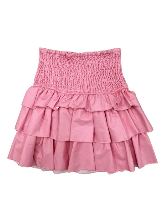 Hannah Banana Pink | Vegan Leather Tiered Mini Skirt