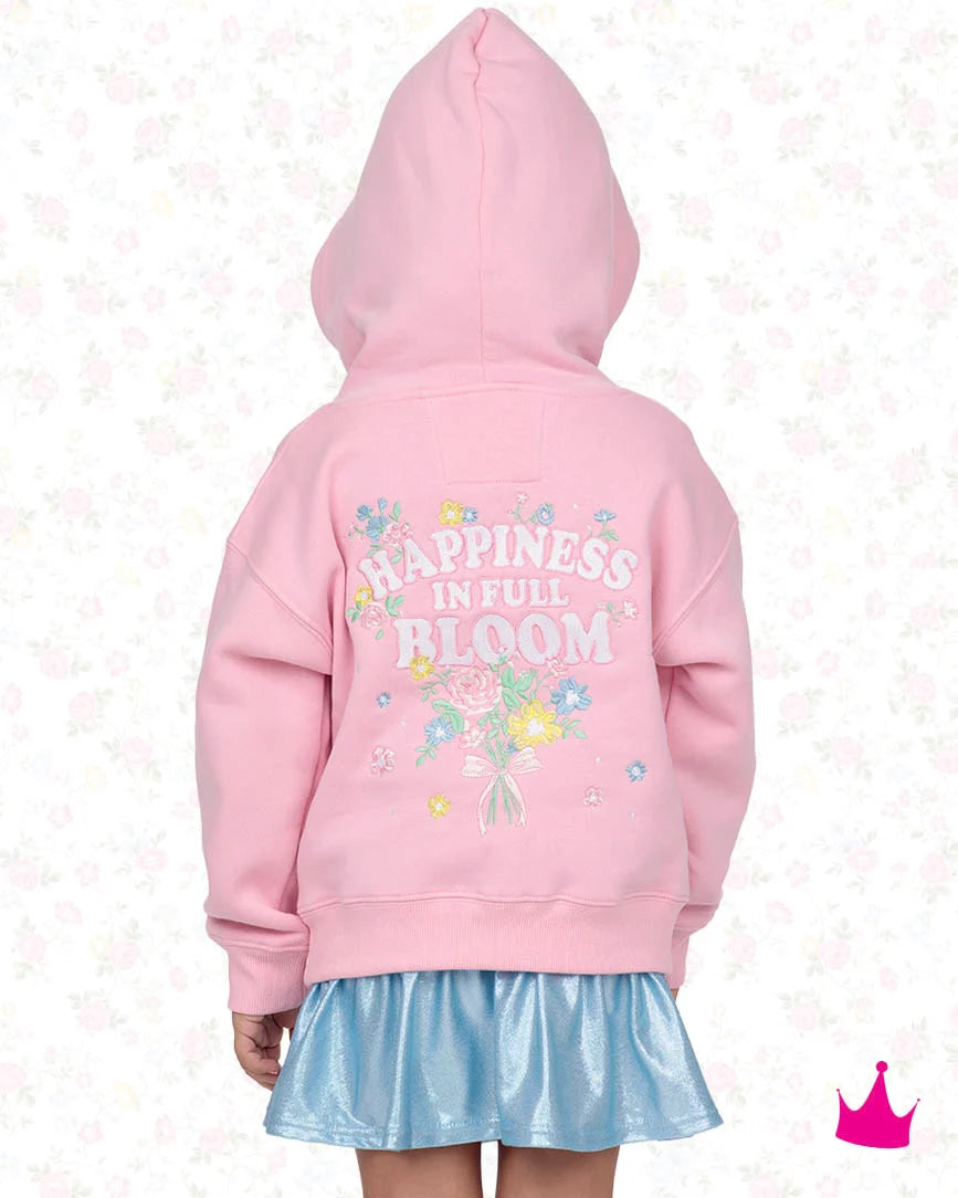 Azarhia Pink | Embroidered Happiness in Bloom Hoodie Sweatshirt
