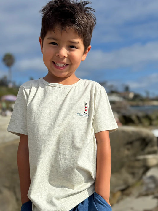 Me & Henry Grey Lighthouse | Marine Embroidered Tee