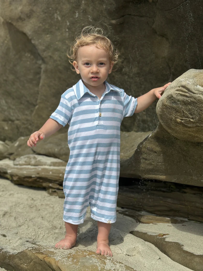 Me & Henry Pale Chambray & White Stripe | Drift Romper
