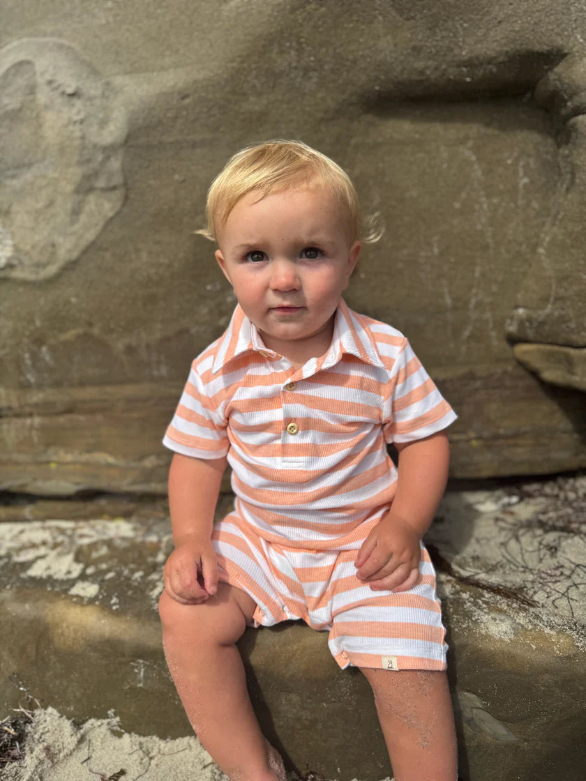 Me & Henry Peach & White Stripe | Drift Romper