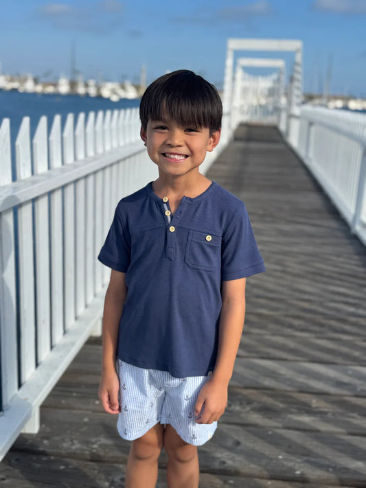 Me & Henry Navy | Boardwalk Henley Tee