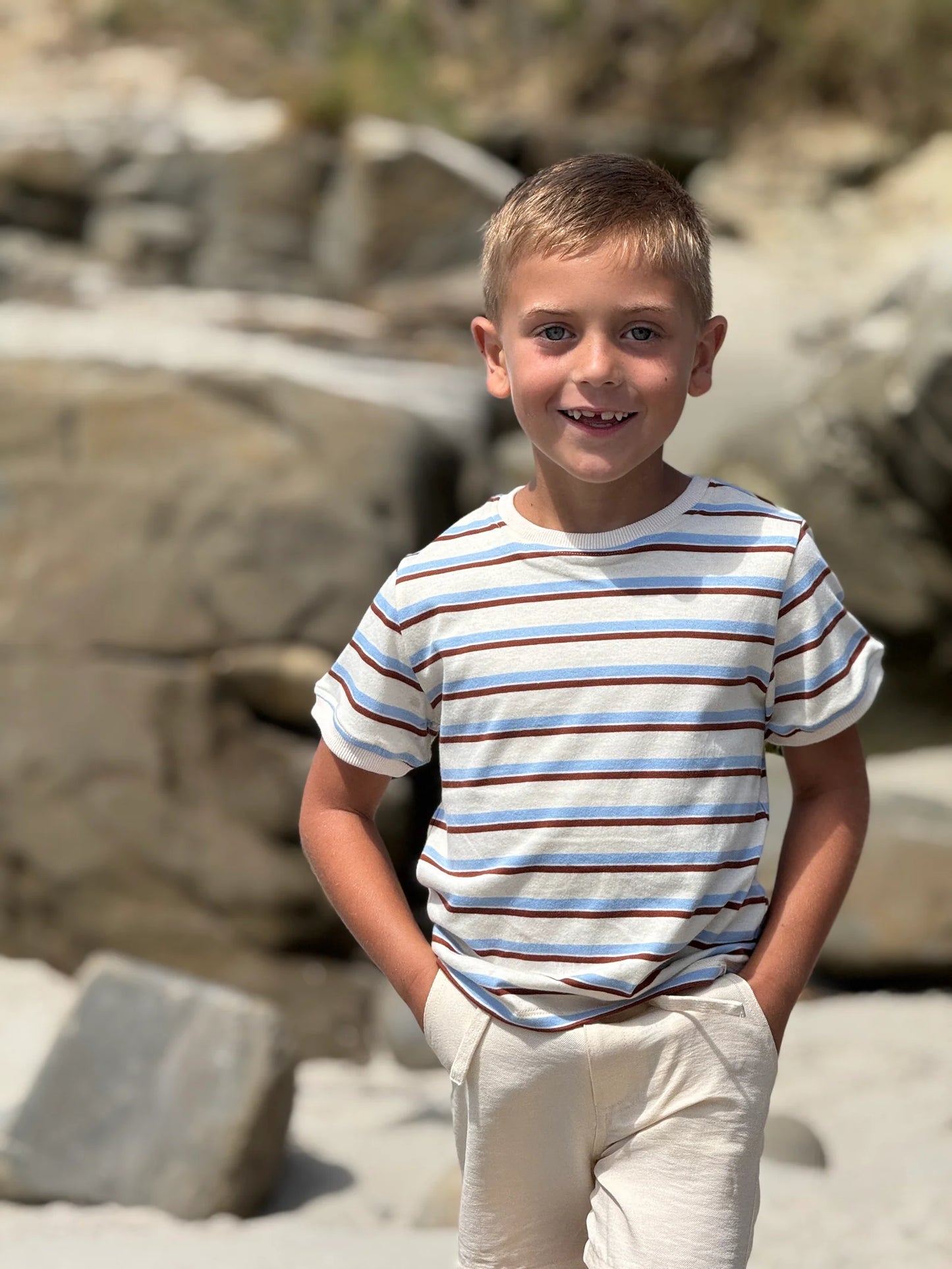Me & Henry Blue, Brown & Cream | Marine Tee