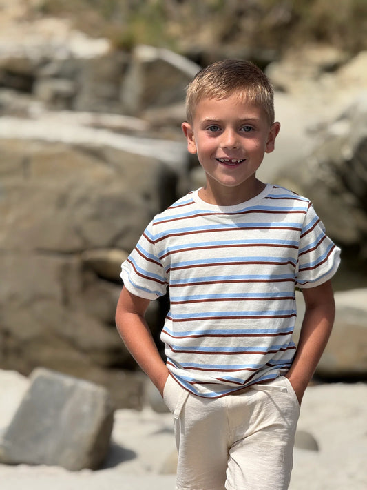 Me & Henry Blue, Brown & Cream | Marine Tee