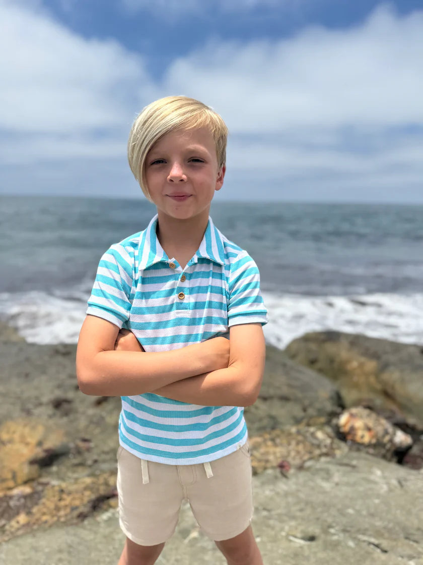 Me & Henry Turquoise & White | Shipping Stripe Polo