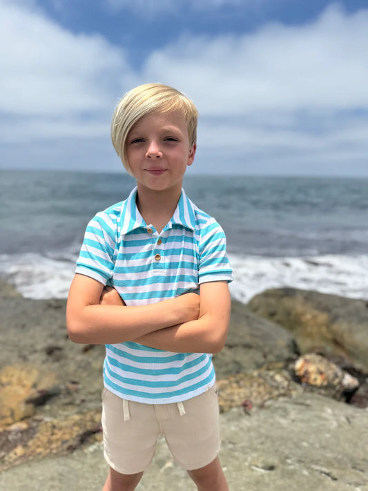 Me & Henry Turquoise & White | Shipping Stripe Polo