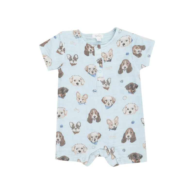 Angel Dear Vintage Puppy Faces | Henley Shortall Romper