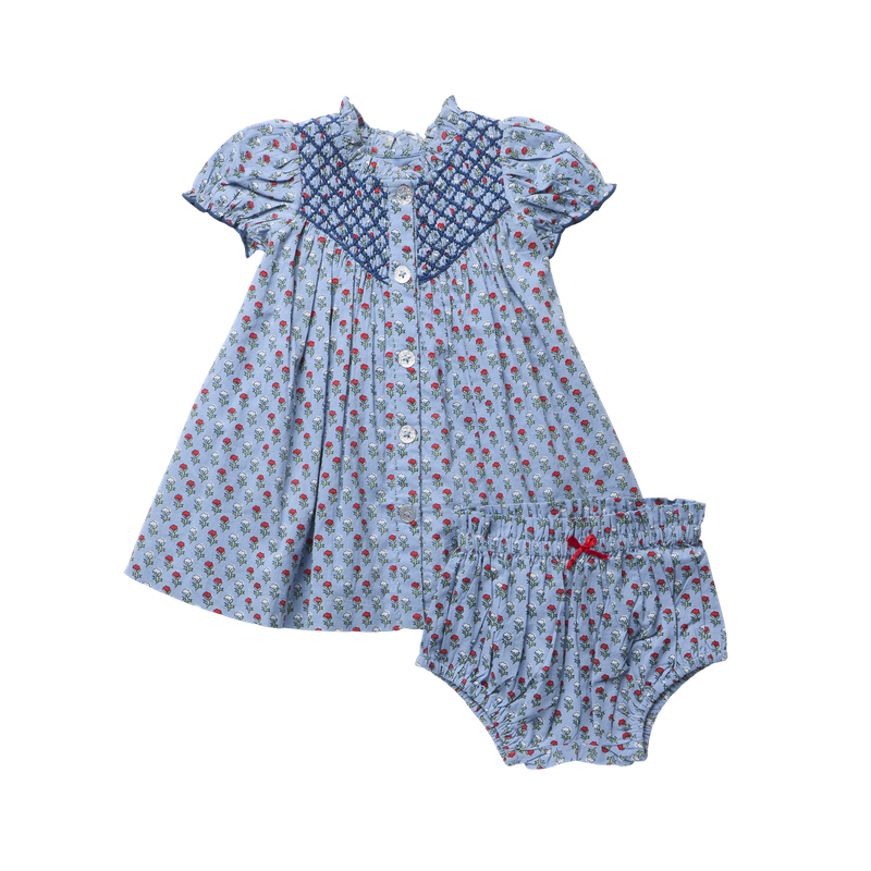 Pink Chicken Light Blue Carnation | Lucia Dress
