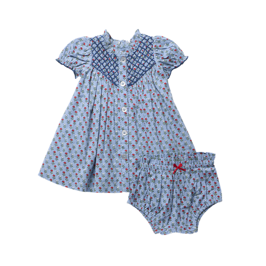 Pink Chicken Light Blue Carnation | Lucia Dress