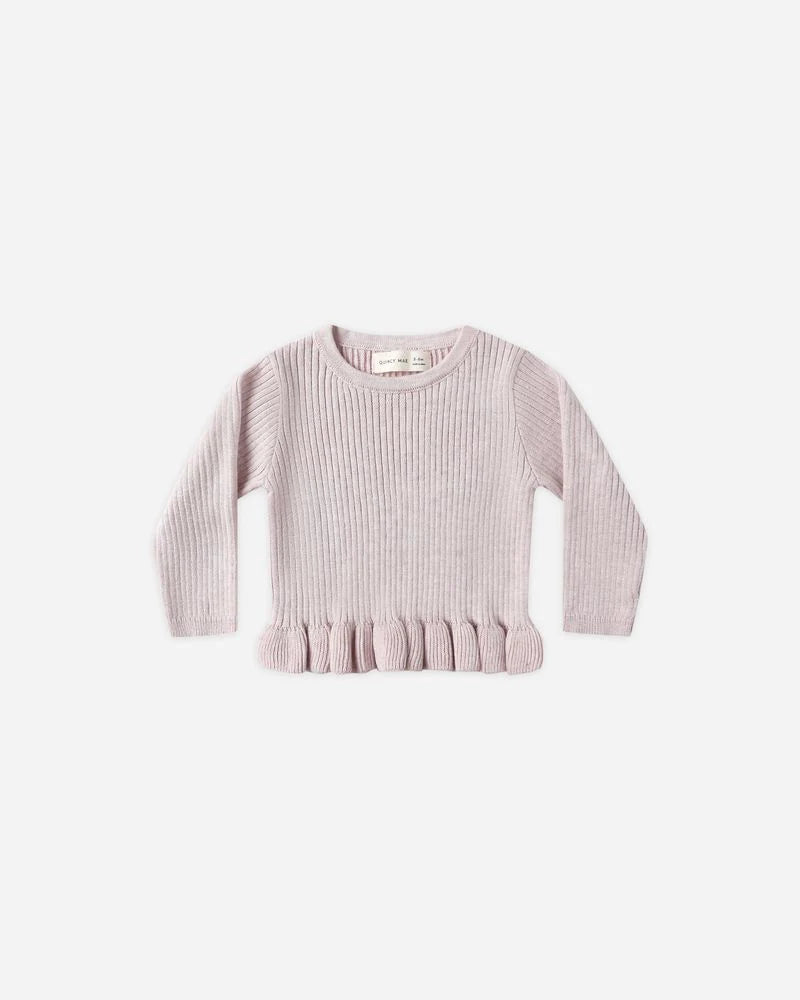 Quincy Mae Lilac | Rib Knit Peplum Top