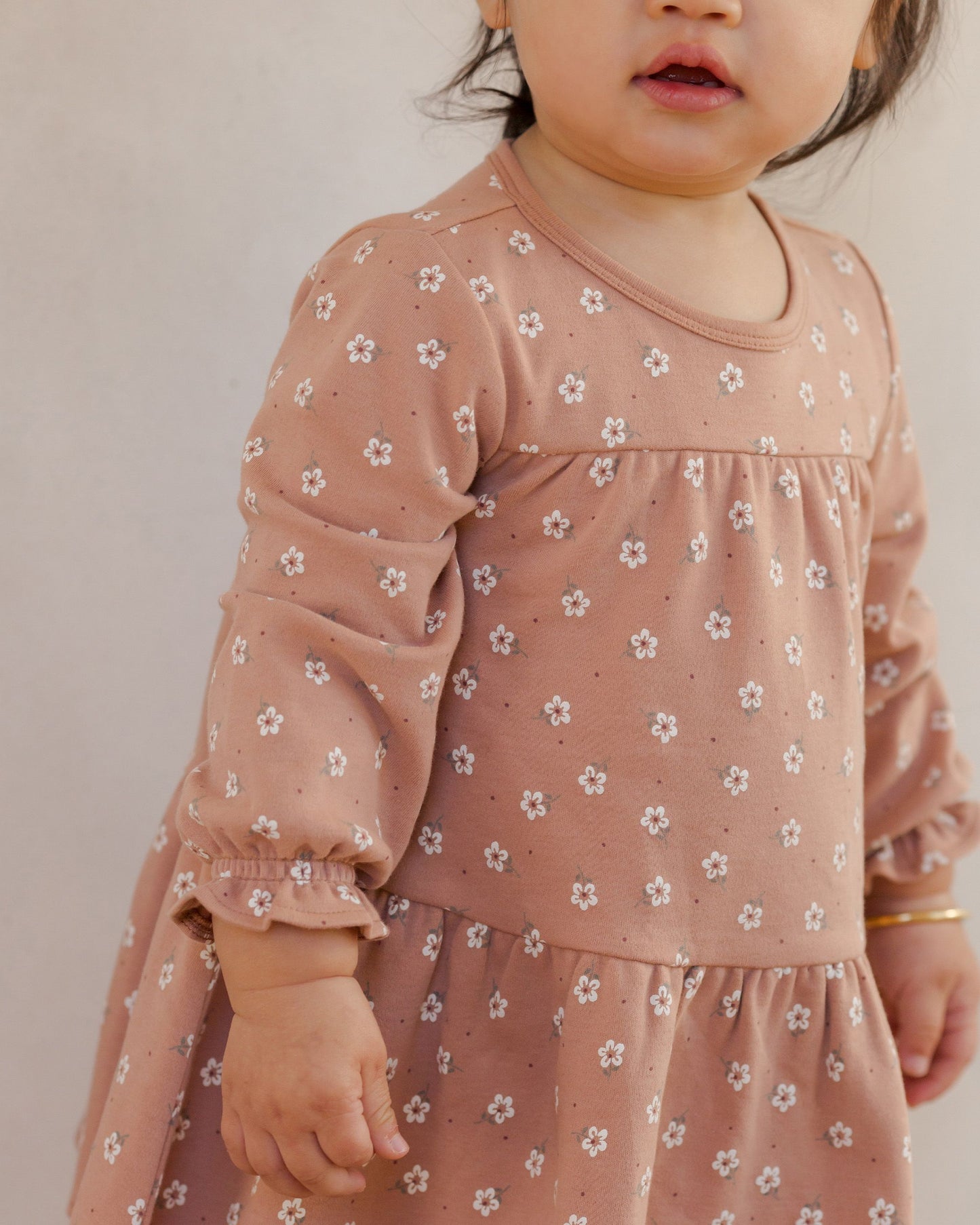 Quincy Mae Rose Ditsy | Tiered Jersey Dress