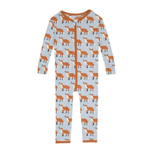 Kickee Blue Fox & The Crow | Print Convertible Sleeper With Zipper