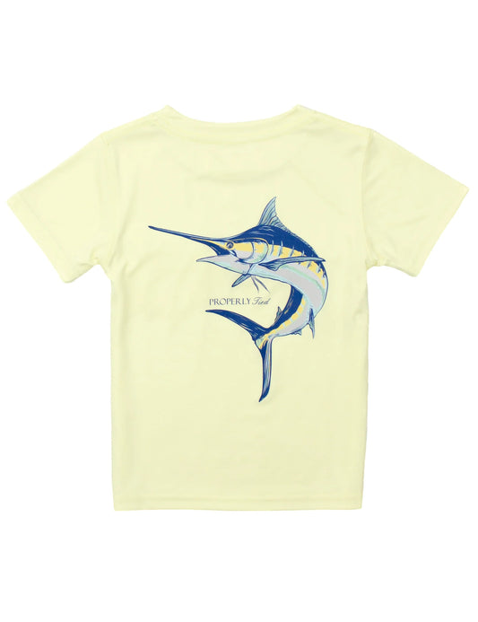 Properly Tied Light Yellow | Blue Marlin Short Sleeve Performance Tee