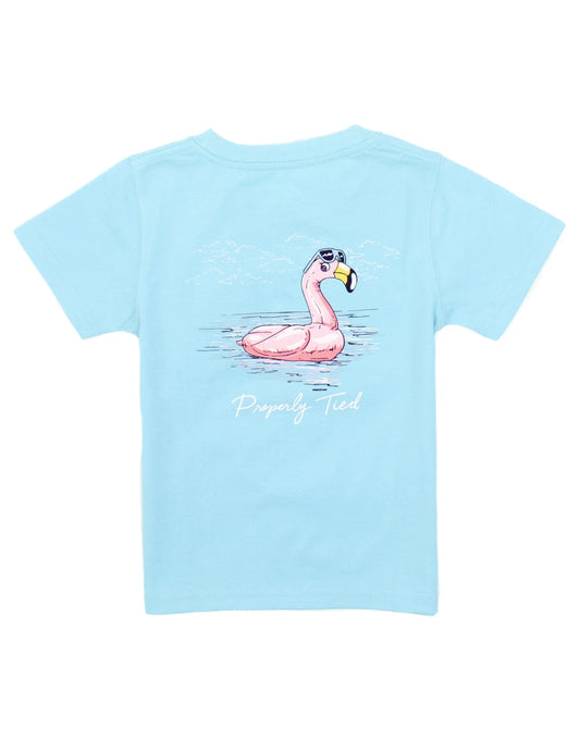 Properly Tied Aqua Flamingo Float | Logo Short Sleeve T-Shirt