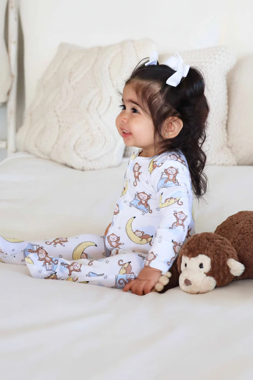 Caden Lane Cream | Monkey See Monkey Snooze Zipper Footie