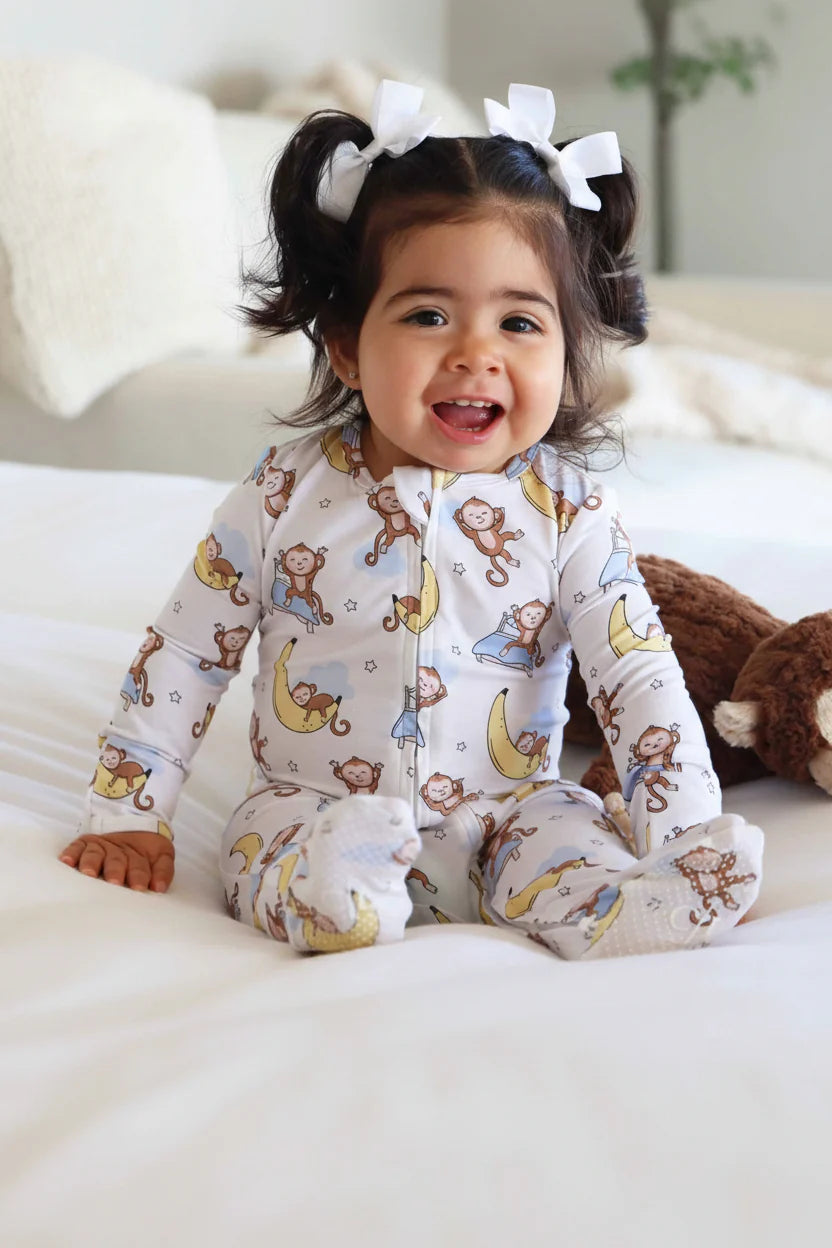 Caden Lane Cream | Monkey See Monkey Snooze Zipper Footie