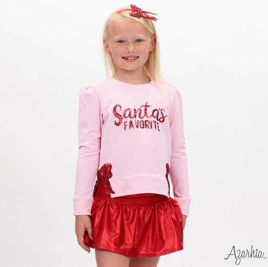 Azarhia Pink Holly Christmas | Sequin Santa's Favorite Crew Sweatshirt