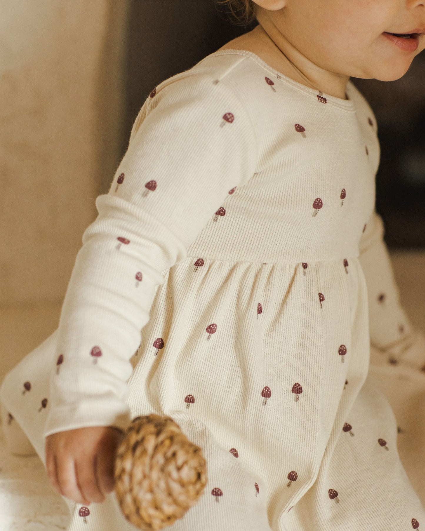 Quincy Mae Mushrooms | Ribbed Long Sleeve Dress