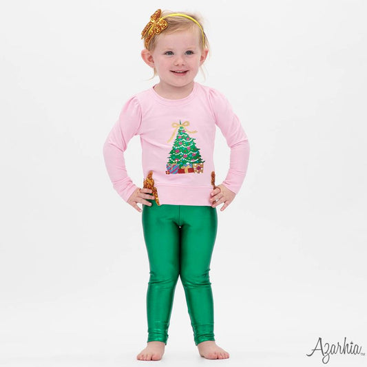 Azarhia Pink Holly | Glitter Christmas Tree Crew Sweatshirt