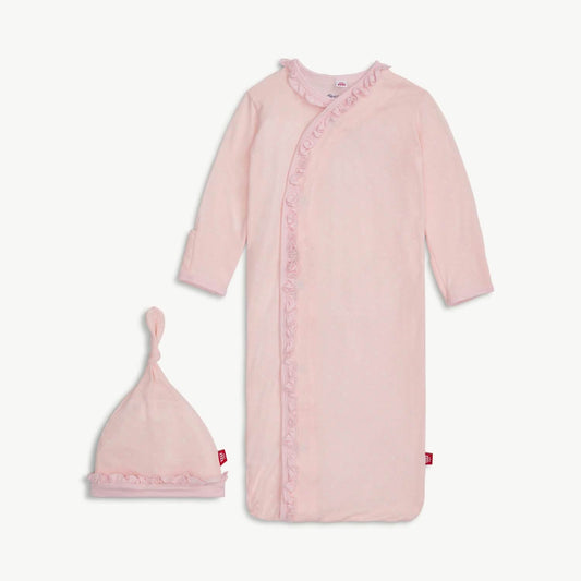 Magnetic Me Pin Dot Pink | Ruffle Placket Gown + Hat Set