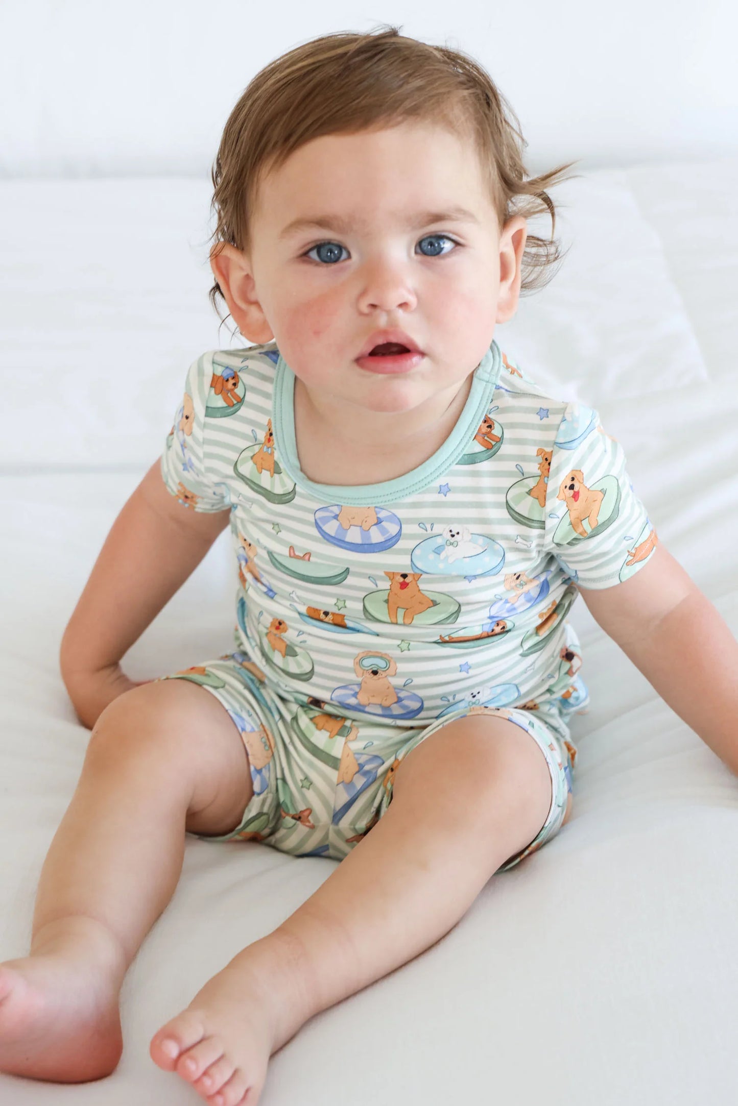 Caden Lane Blue | Poolside Pups Two Piece Short PJ Set