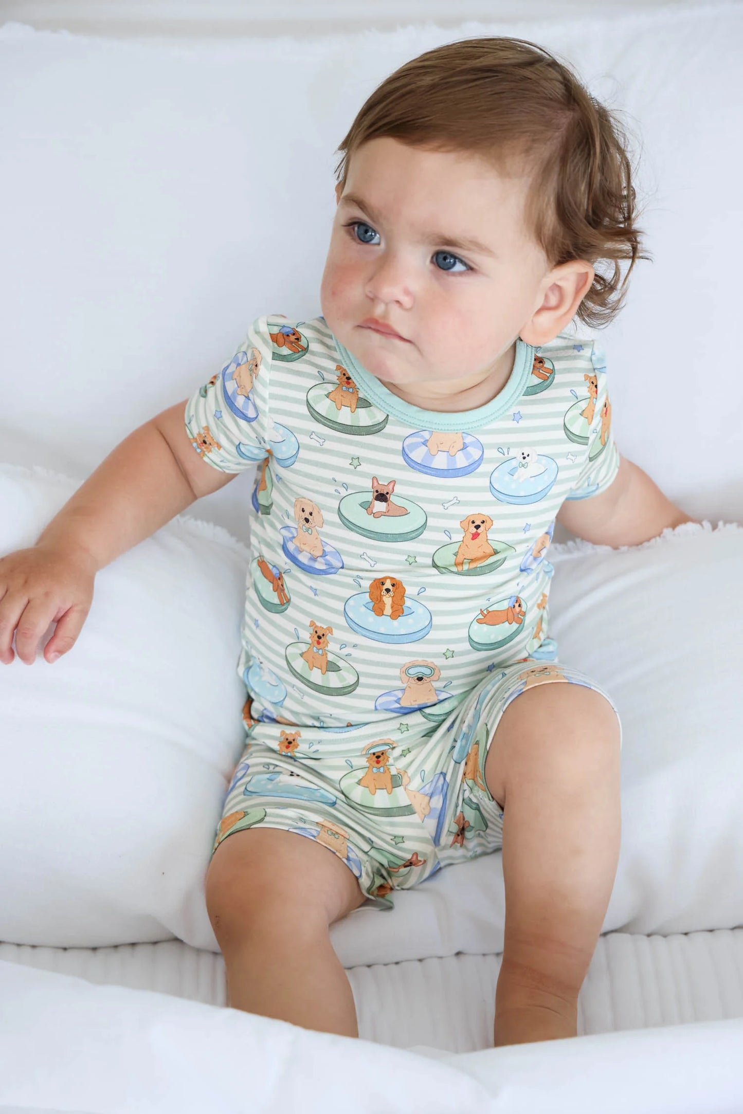 Caden Lane Blue | Poolside Pups Two Piece Short PJ Set