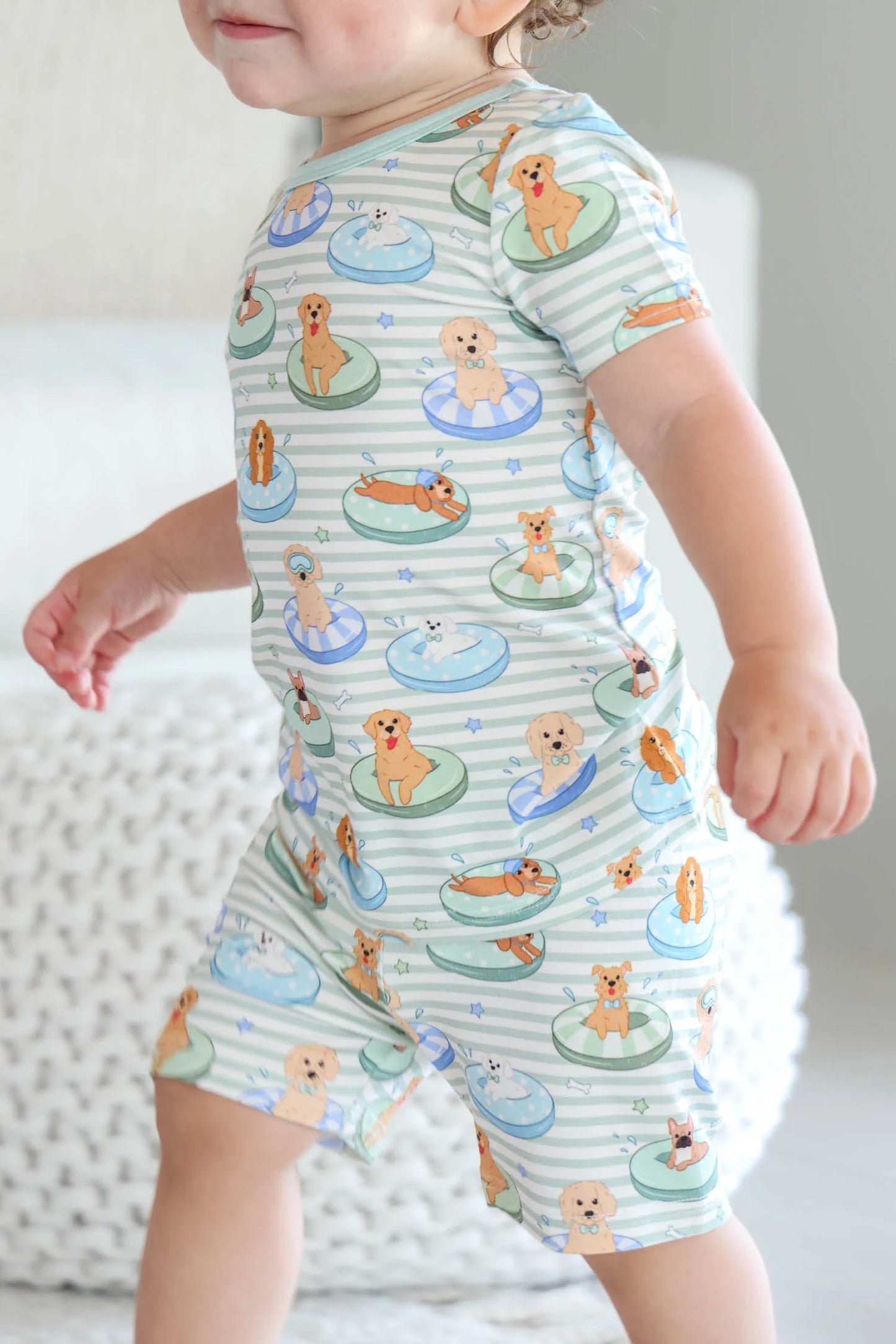 Caden Lane Blue | Poolside Pups Two Piece Short PJ Set