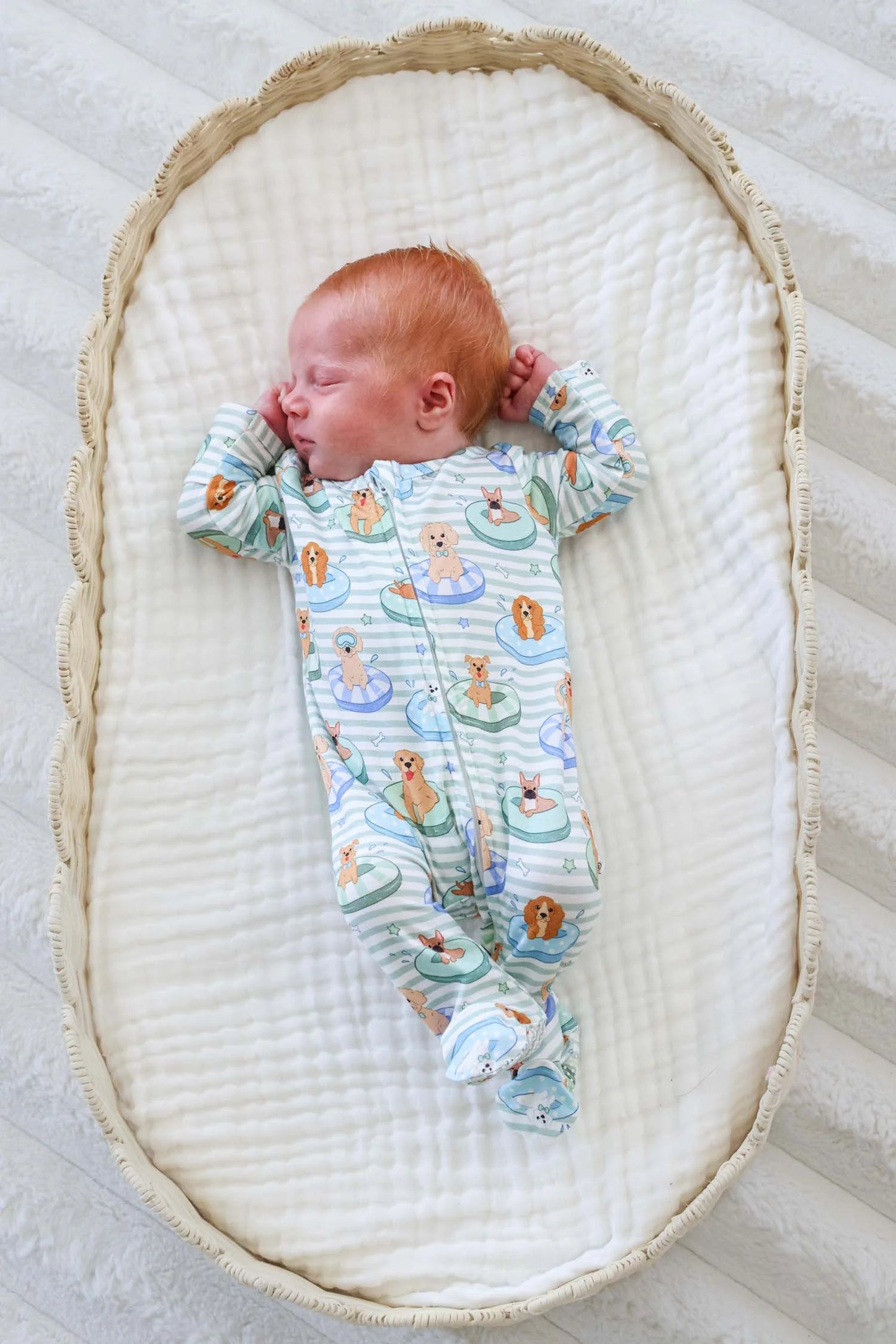 Caden Lane Blue | Poolside Pups Zipper Footie
