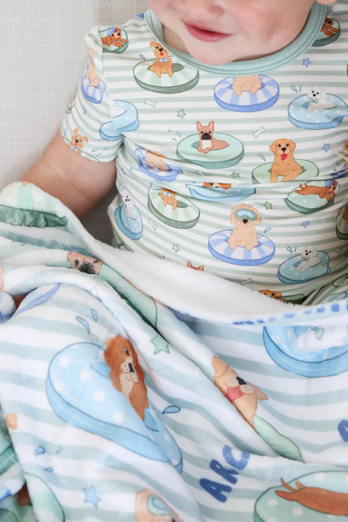 Caden Lane Blue | Poolside Pups Two Piece Short PJ Set