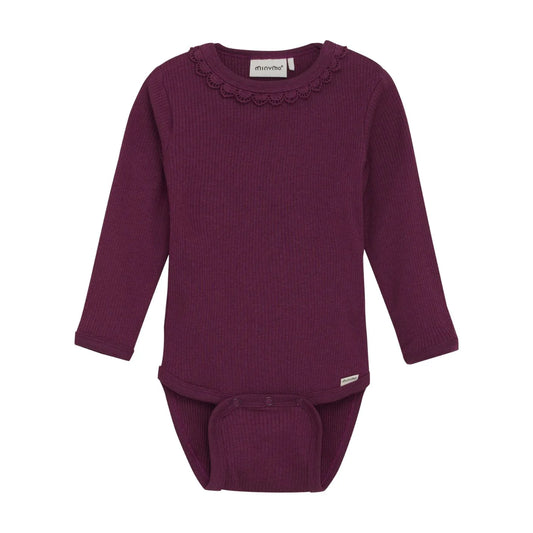 Minymo Raspberry Coulis | Ribbed Bodysuit