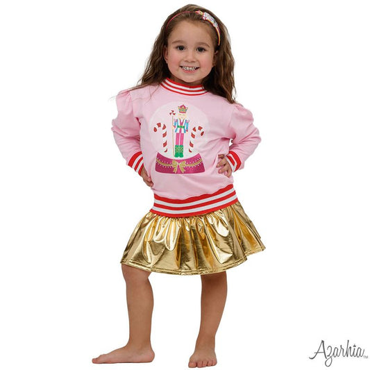 Azarhia Light Pink Holly Christmas | Winter Nutcracker Crew Sweatshirt