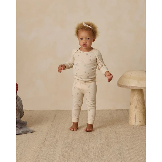 Quincy Mae Natural Owls | Ribbed Tee + Legging Set