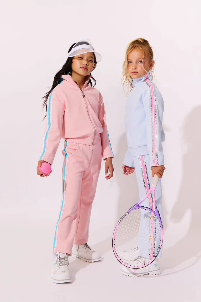 Lola + The Boys Pink Rainbow | Stripe Soft Scuba Tracksuit