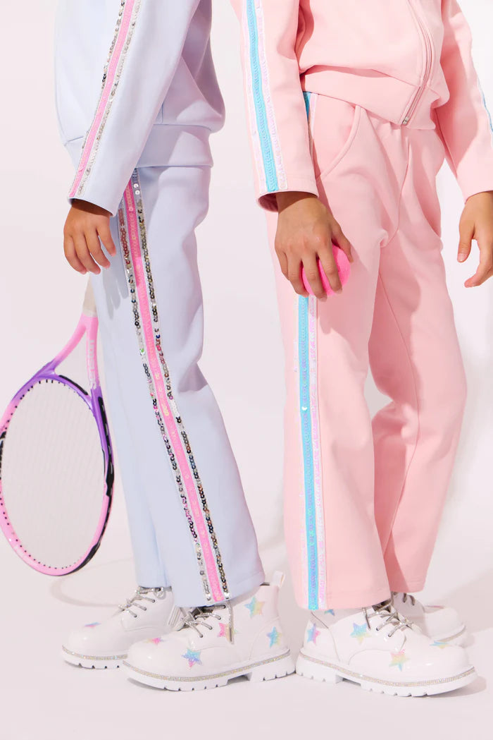 Lola + The Boys Pink Rainbow | Stripe Soft Scuba Tracksuit